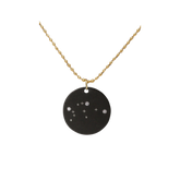 Zirconium Aquarius Zodiac Lab Grown Diamond Disc Necklace with Gold Filled Chain